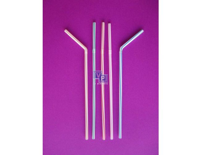 Cañitas / Pajitas de plástico flexibles rayadas - 5 mm x 23cm - Caja de 20000 unidades