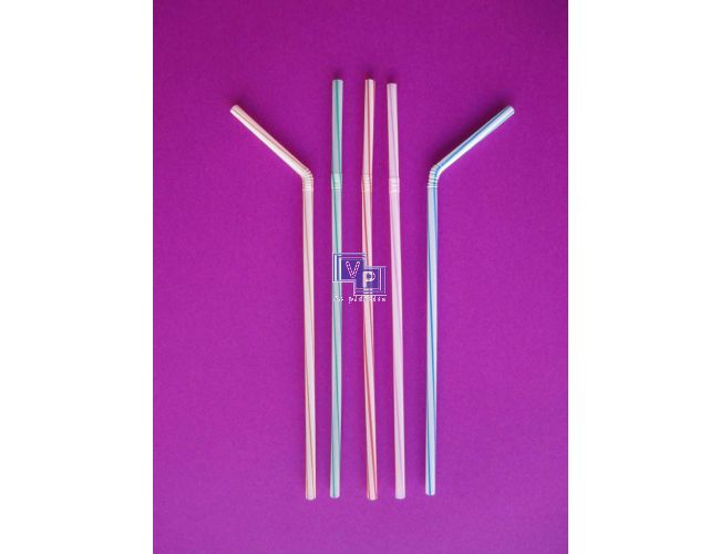 Cañitas / Pajitas de plástico flexibles rayadas - 6 mm x 23cm - Caja de 10000 unidades