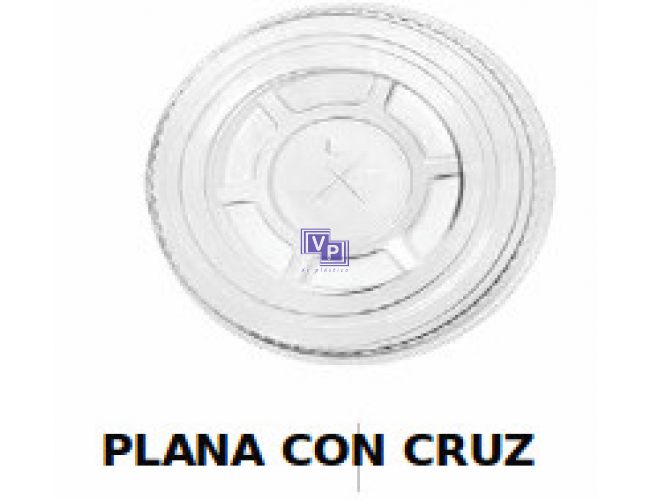 Tapa plana con Cruz  para Vaso de Plastico PET  84001-84002-84003-84004 - 1000 Unidades