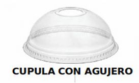 Tapa Cupula con agujero para Vaso de Plastico PET 300cc - 1250 Unidades